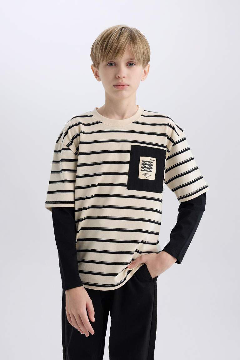 Boy Oversize Fit Crew Neck Long Sleeve T-Shirt