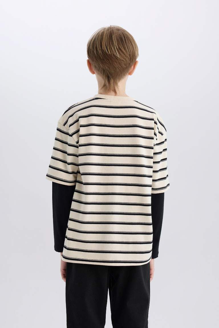 Boy Oversize Fit Crew Neck Long Sleeve T-Shirt