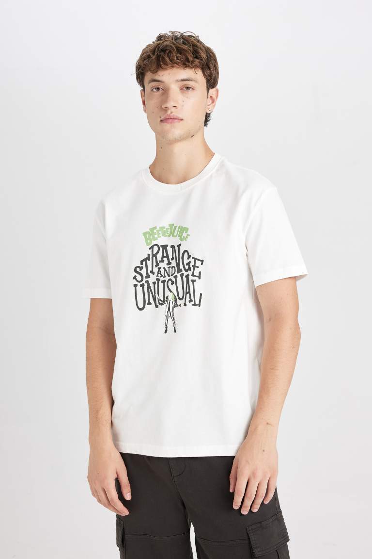 Beetlejuice Regular Fit Printed Cotton T-Shirt