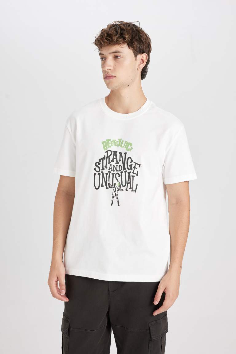 Beetlejuice Regular Fit Printed Cotton T-Shirt