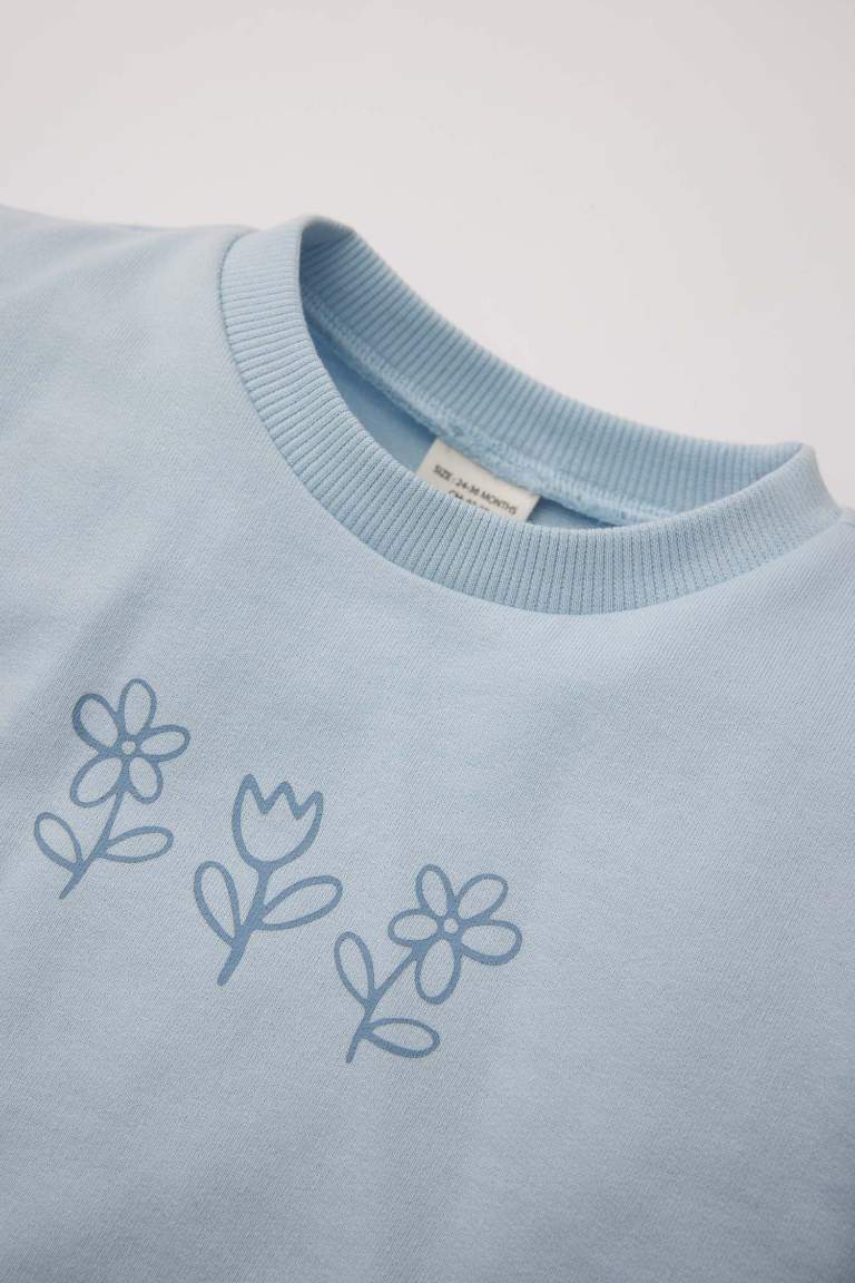 Baby Girl Crew Neck Floral Sweatshirt