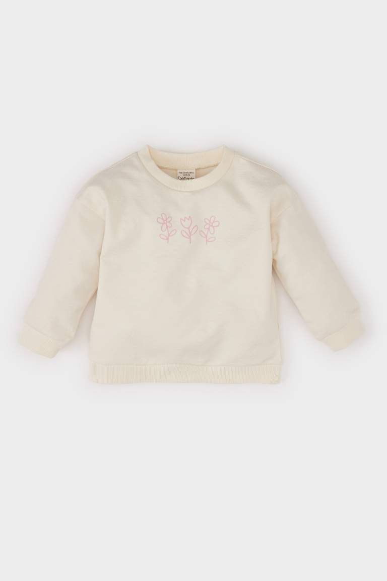 Baby Girl Crew Neck Printed Sweatshirt