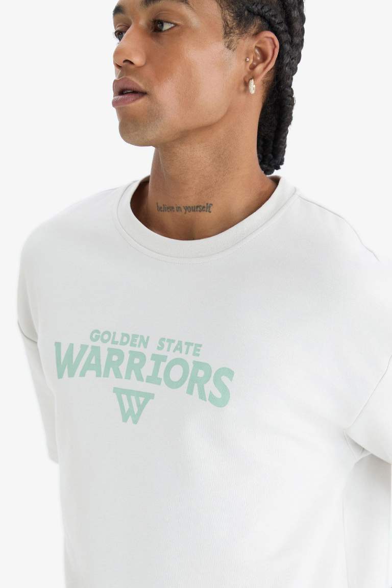 DeFactoFit NBA Golden State Warriors Oversize Fit Crew Neck T-Shirt