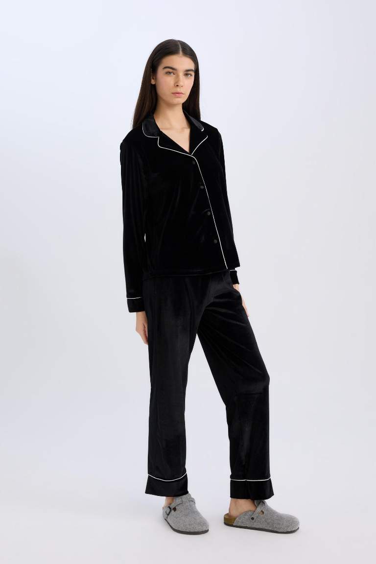 Ensemble Pyjama Top à manches longues et pantalon long avec taille élastique