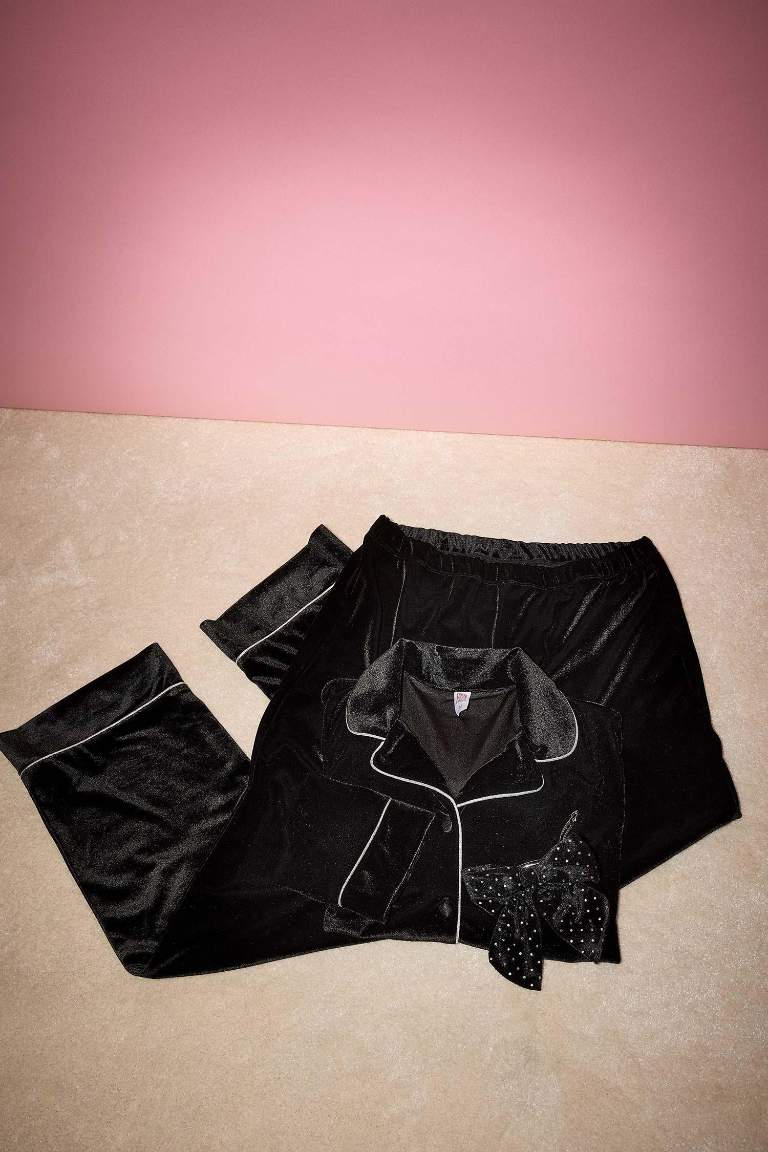 Fall in Love Top Bottom 2 Piece Velvet Pajama Set