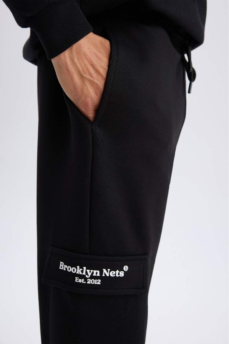 DeFactoFit NBA Brooklyn Nets Standard Fit Scuba Fabric Sports Joggers