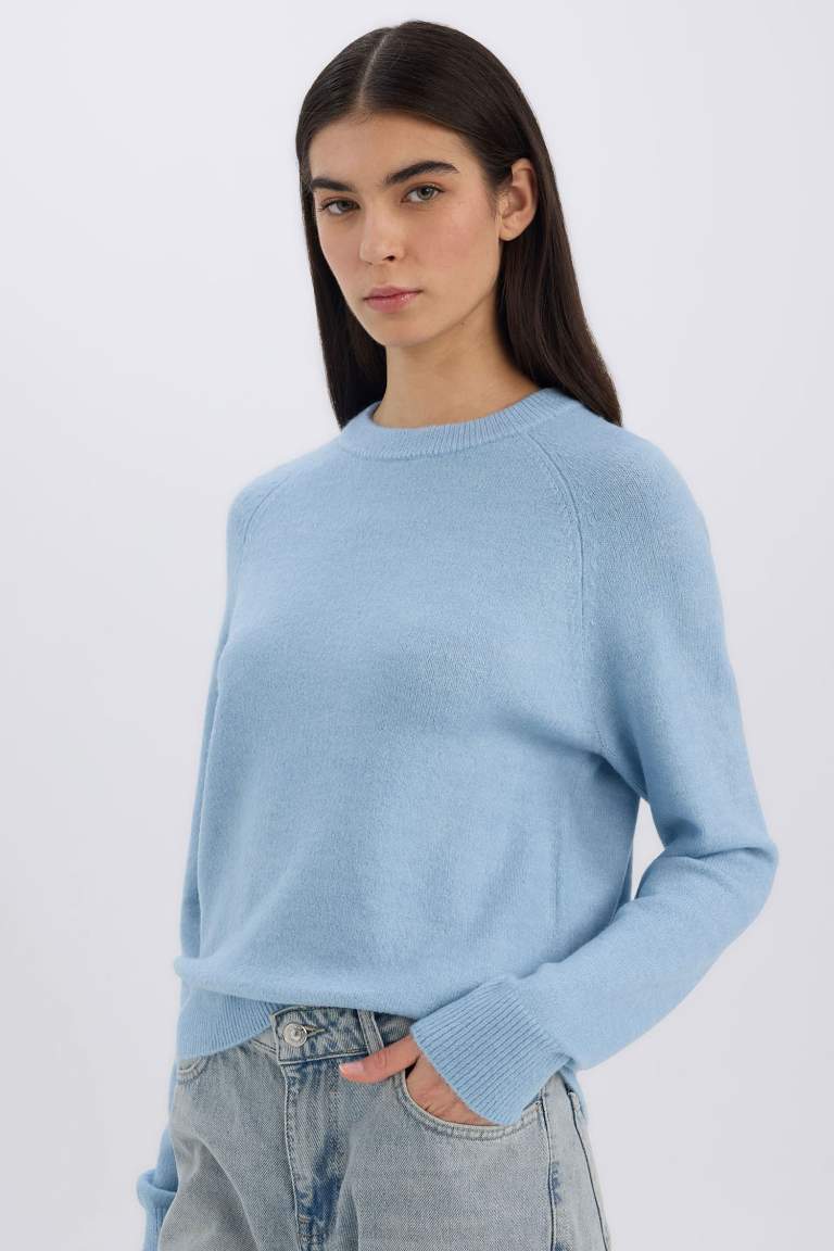 Pull tricot doux à col rond Coupe régulière