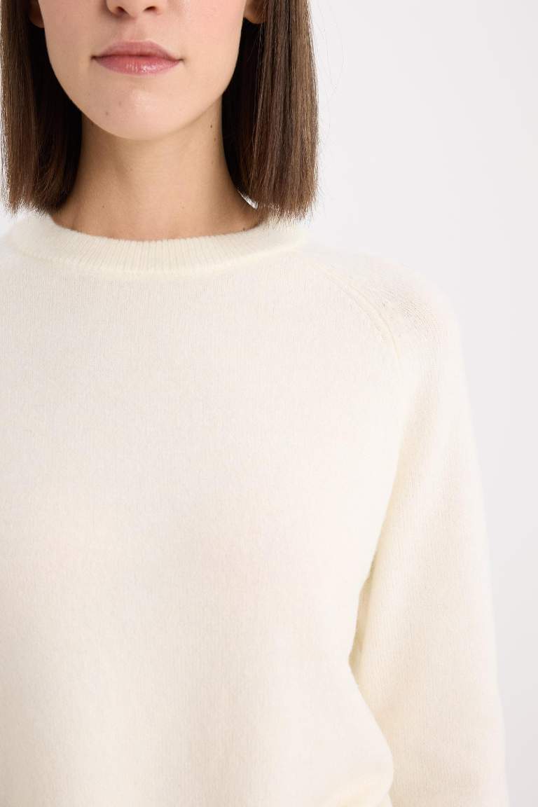 Pull en tricot doux à col rond et manches longues Coupe régulière