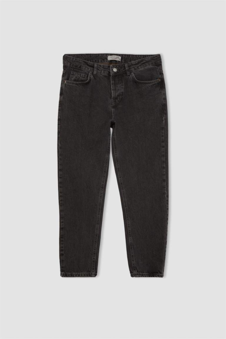 %100 Pamuk Slim Cropped Fit Dar Kalıp Normal Bel Dar Paça Jean Pantolon