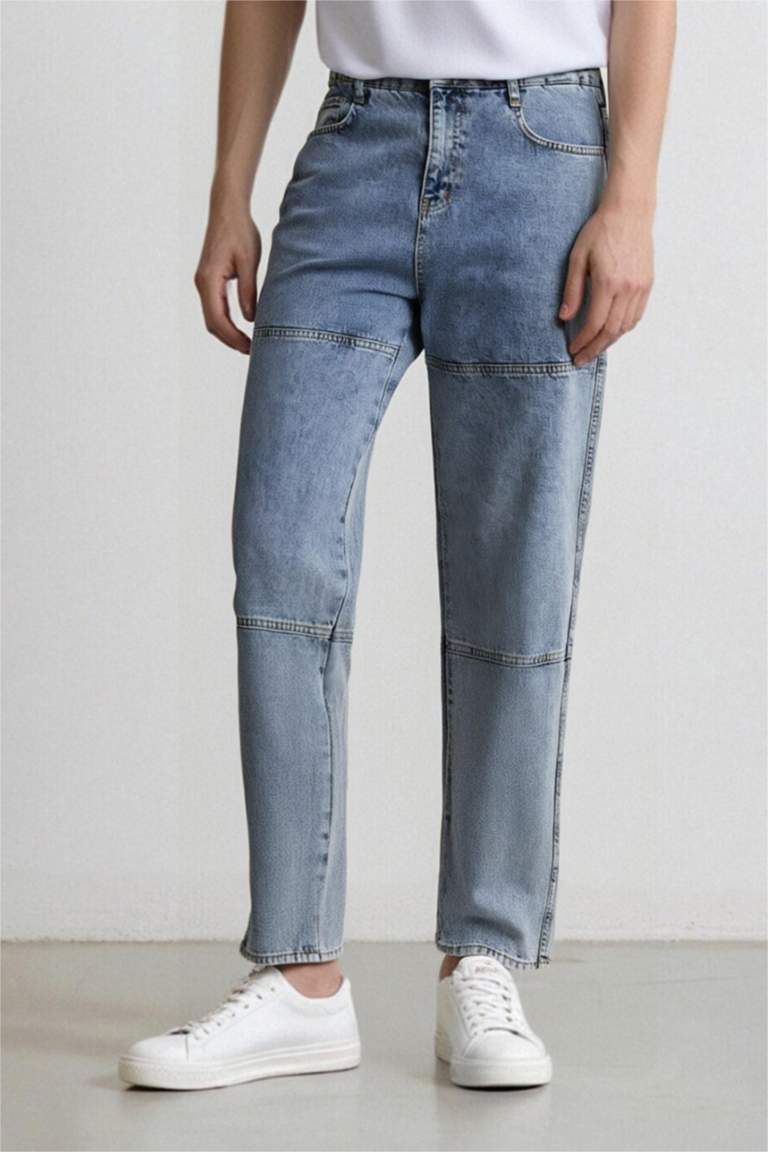 %100 Pamuk Relax Fit Rahat Kesim Geniş Paça Jean Pantolon