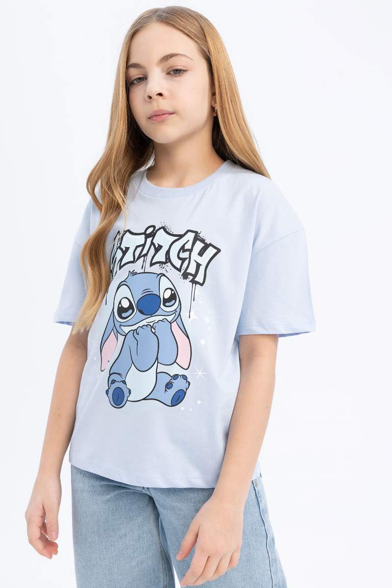 T-shirt Lilo & Stitch à col rond et manches courtes pour fille