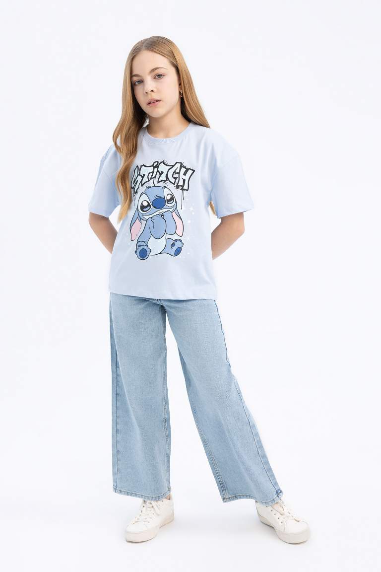 T-shirt Lilo & Stitch à col rond et manches courtes pour fille