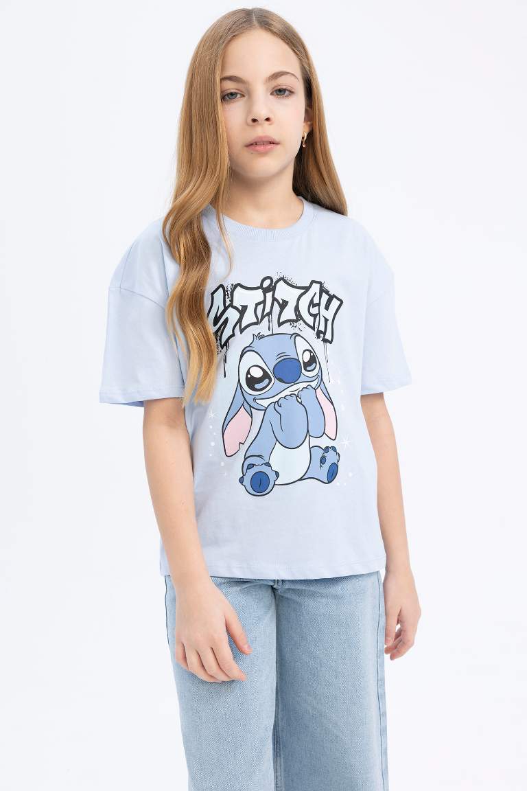 T-shirt Lilo & Stitch à col rond et manches courtes pour fille