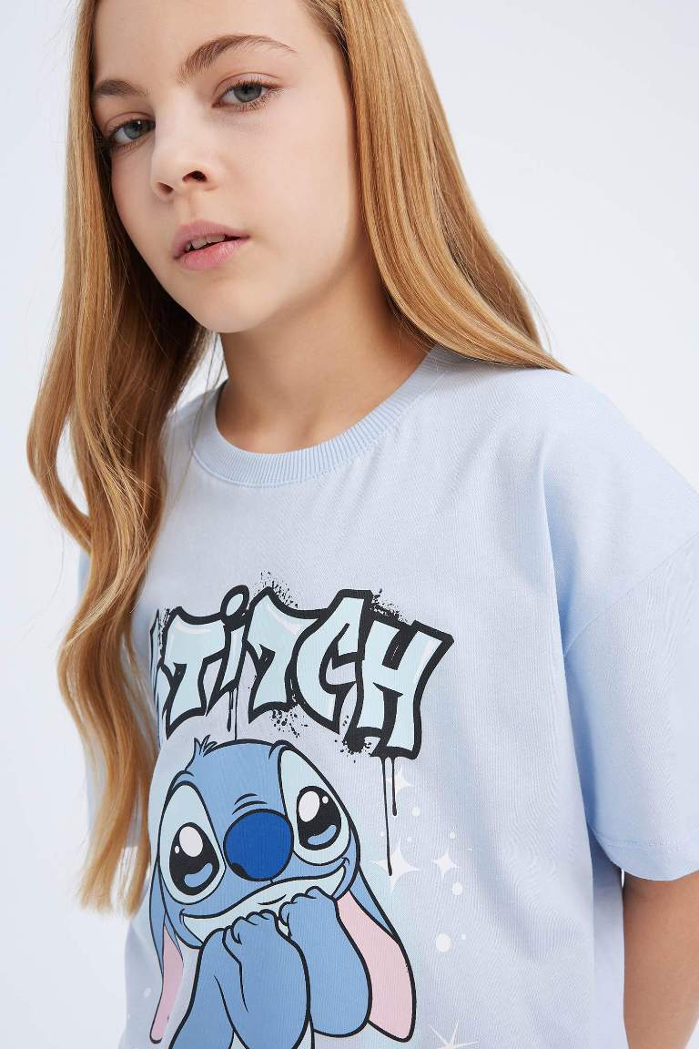 T-shirt Lilo & Stitch à col rond et manches courtes pour fille