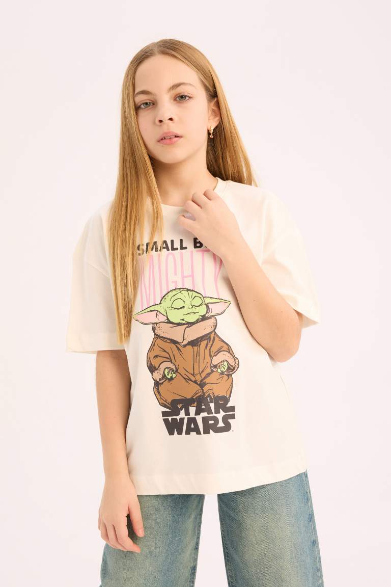 T-shirt oversize imprimé Star Wars à col rond pour fille