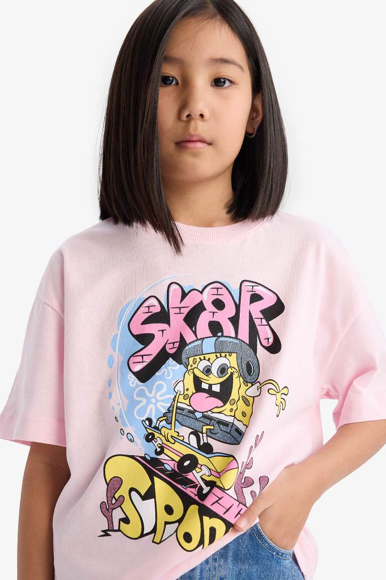 T-shirt SpongeBob oversize à col rond et manches courtes pour fille