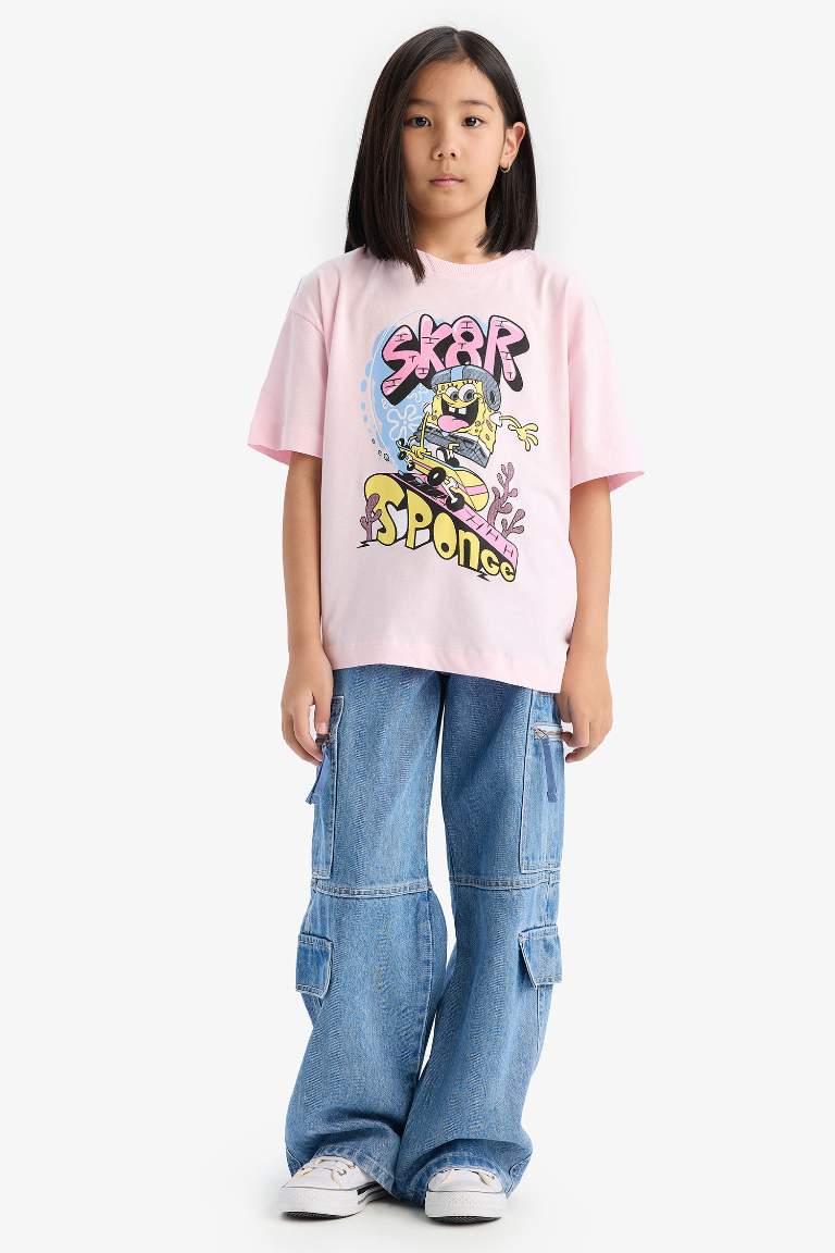 T-shirt SpongeBob oversize à col rond et manches courtes pour fille