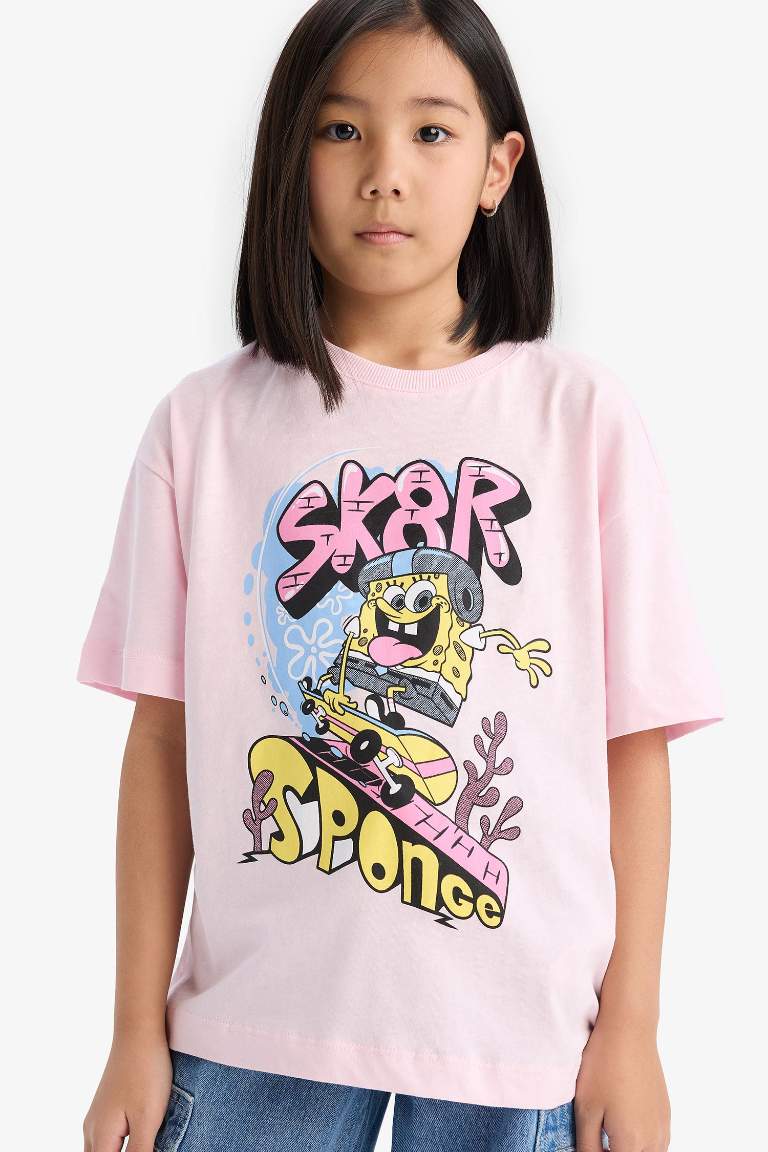 T-shirt SpongeBob oversize à col rond et manches courtes pour fille