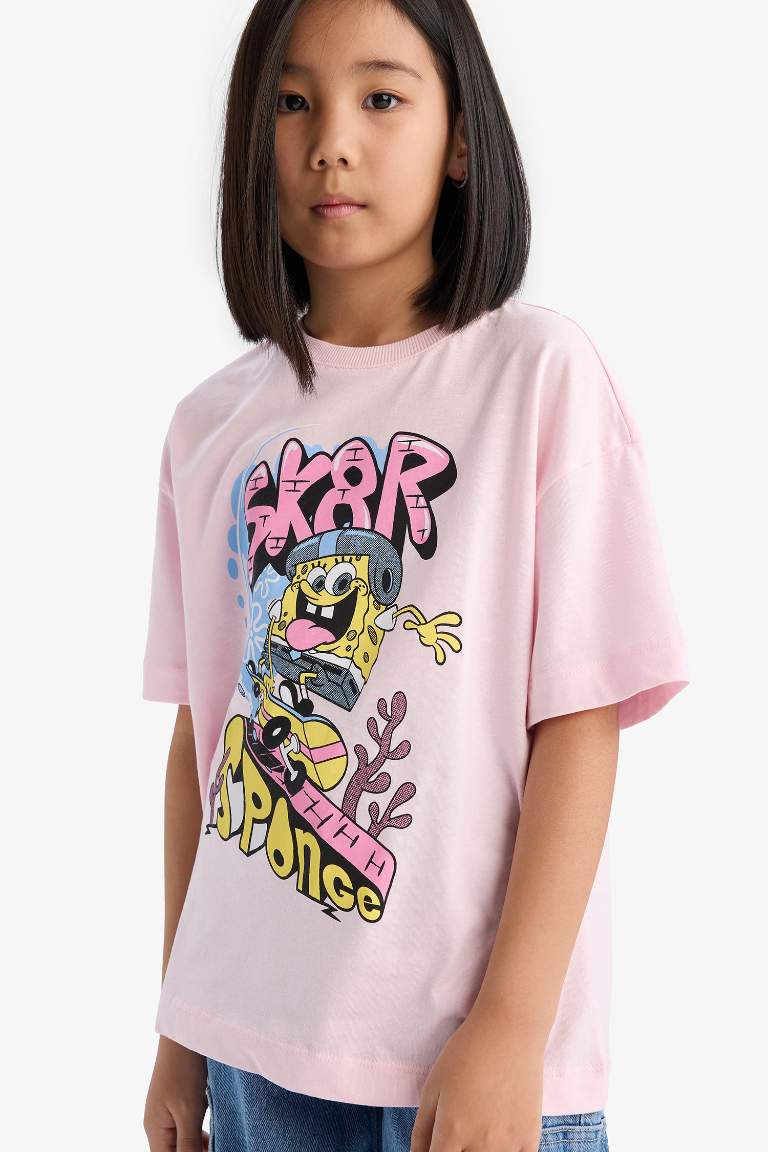 T-shirt SpongeBob oversize à col rond et manches courtes pour fille