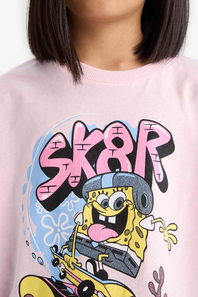 T-shirt SpongeBob oversize à col rond et manches courtes pour fille