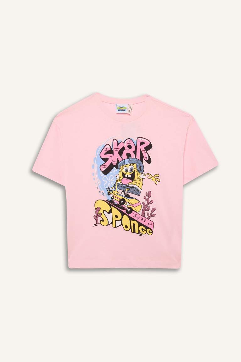 T-shirt SpongeBob oversize à col rond et manches courtes pour fille