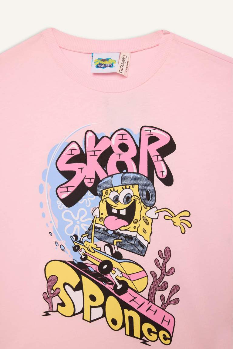 T-shirt SpongeBob oversize à col rond et manches courtes pour fille