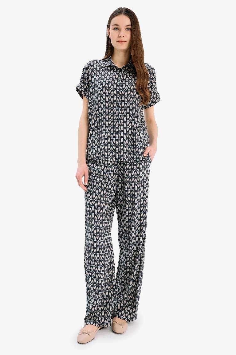 Regular Fit Desenli Cepli Düz Paça Pantolon