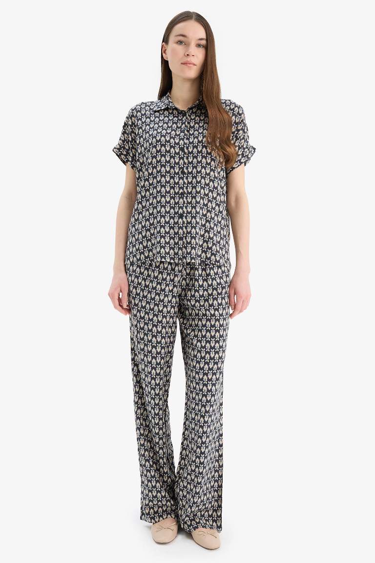 Regular Fit Desenli Cepli Düz Paça Pantolon