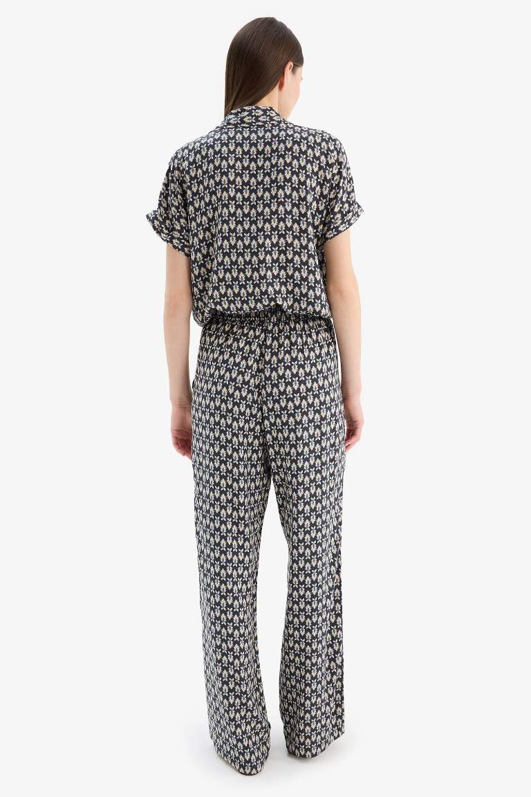 Regular Fit Desenli Cepli Düz Paça Pantolon