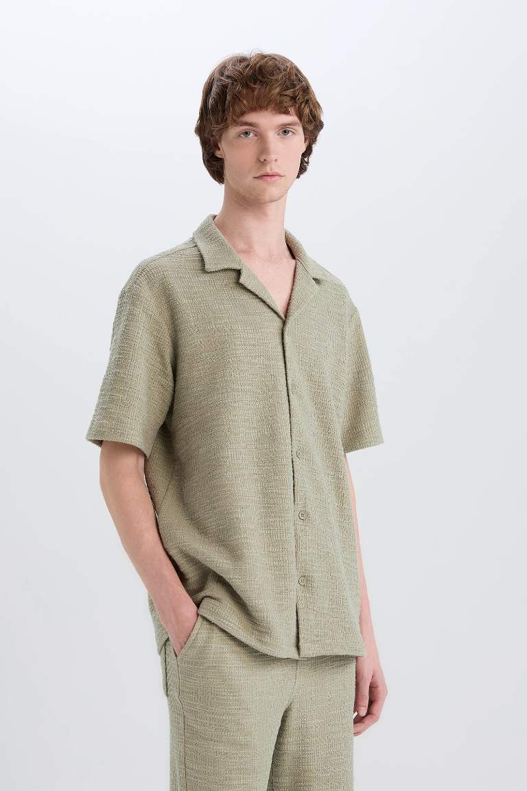 Regular Fit Apache Neck Short Sleeve Shirt