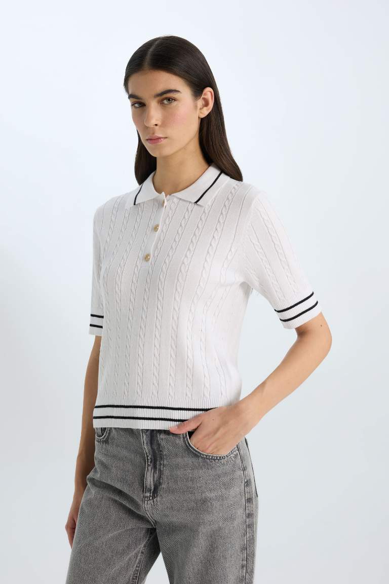 Regular Fit Polo Collar Pullover