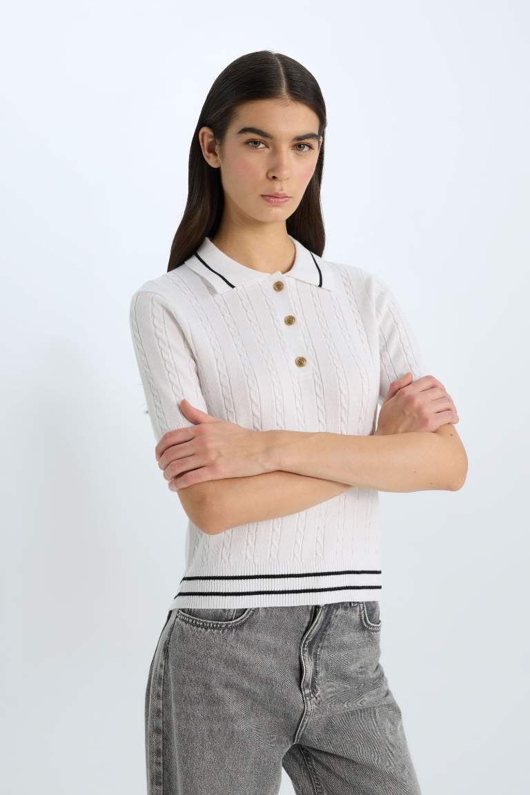 Regular Fit Polo Collar Pullover