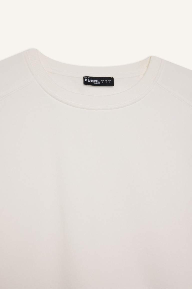 Coool Oversize Geniş Kalıp Bisiklet Yaka Basic Düz Kalın Sweatshirt