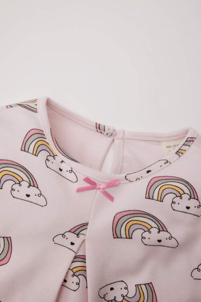 Baby Girl Rainbow Printed Top Bottom 2 Piece Pajama Set