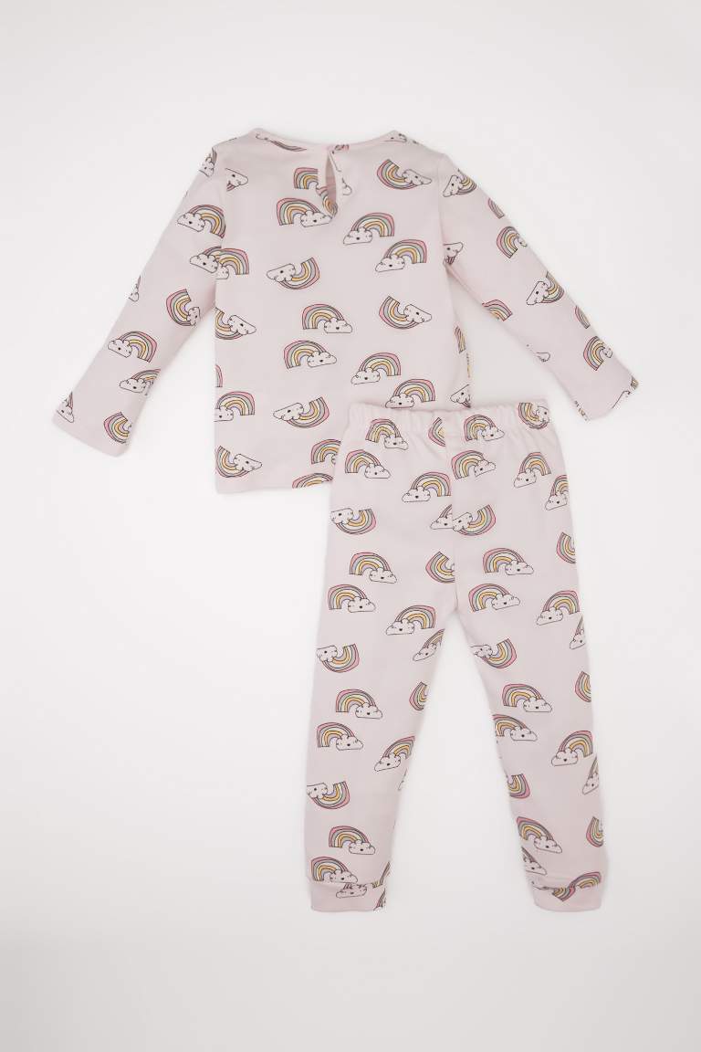 Baby Girl Rainbow Printed Top Bottom 2 Piece Pajama Set