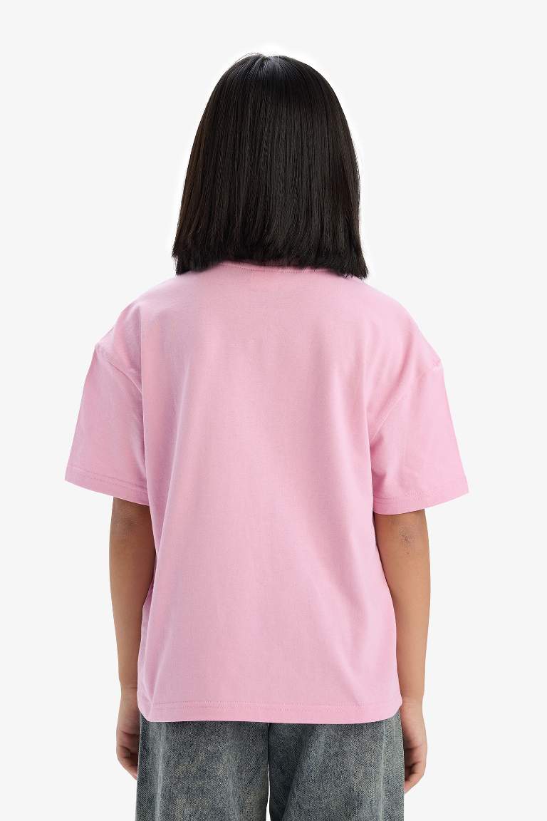 Girl Relax Fit Crew Neck Basic T-Shirt