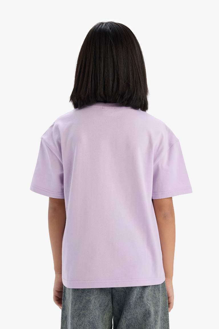 Girl Relax Fit Crew Neck Basic T-Shirt