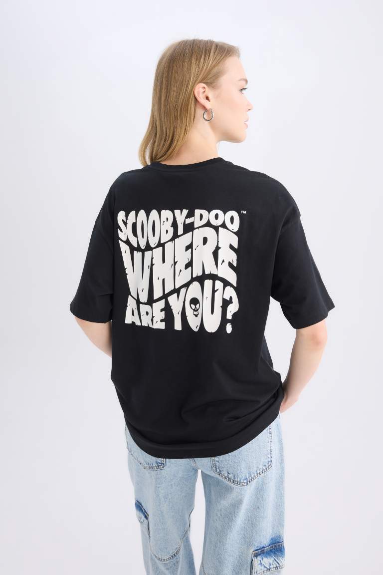 Scooby Doo Oversize Fit Crew Neck Back Printed T-Shirt