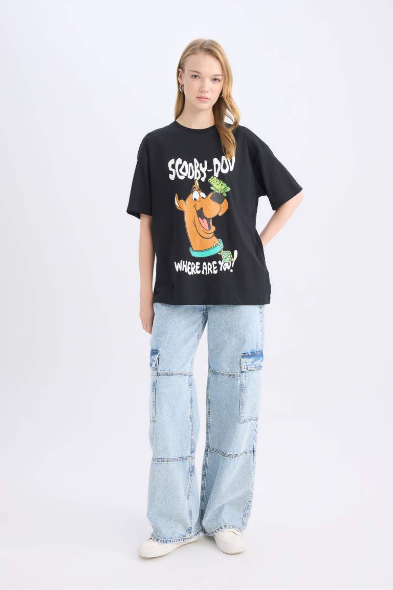 T-shirt oversize imprimé Scooby Doo à col rond