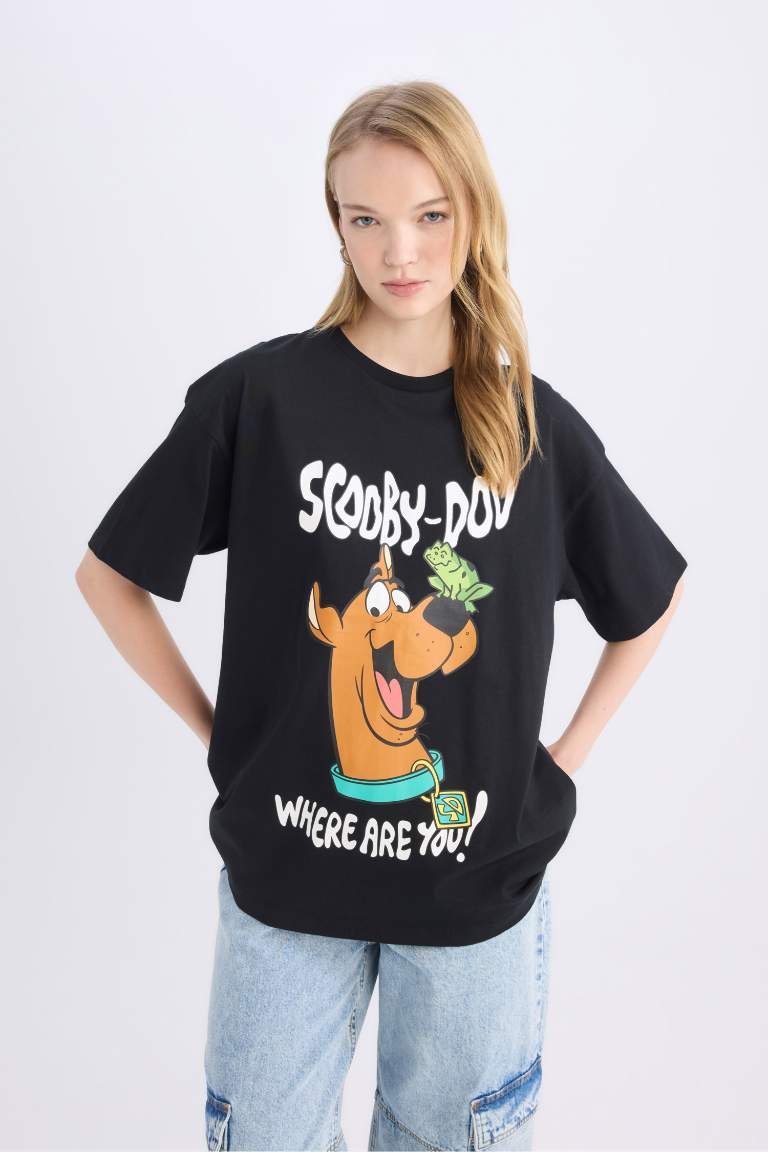 T-shirt oversize imprimé Scooby Doo à col rond