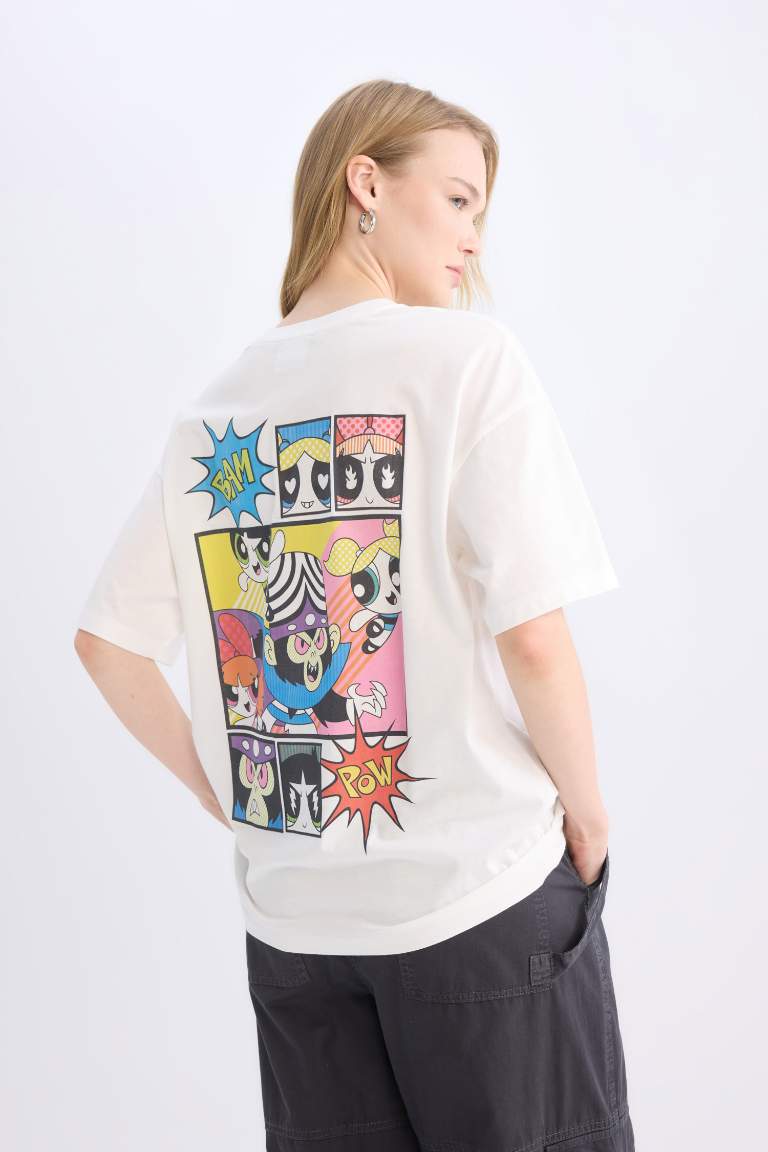 PowerPuff Girls Oversize Fit Crew Neck Printed T-Shirt