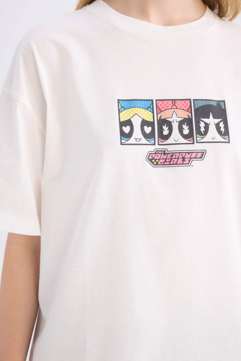 T-shirt oversize à col rond imprimé PowerPuff Girls