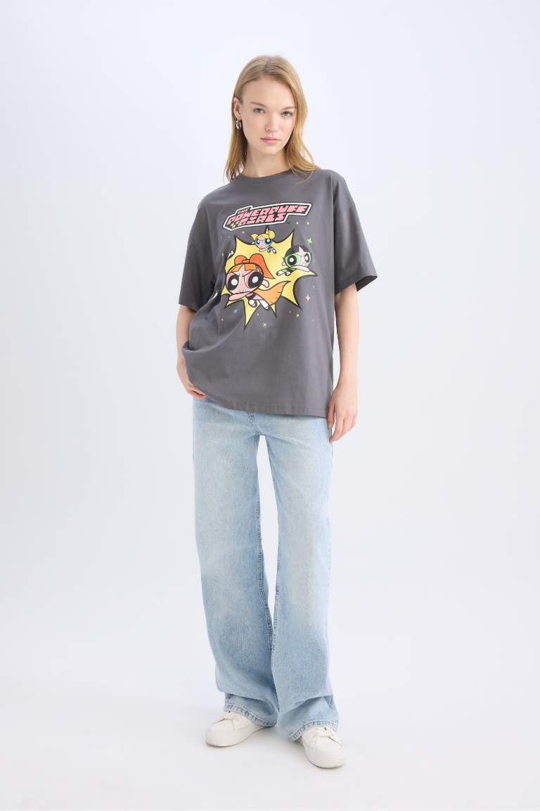 PowerPuff Girls Oversize Fit Crew Neck Printed T-Shirt