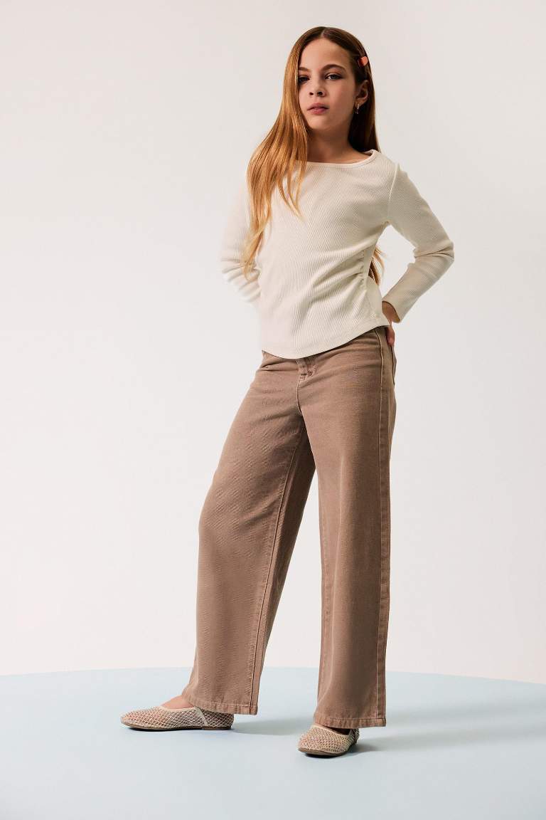 Kız Çocuk Wide Leg Geniş Paça Pamuklu Pantolon
