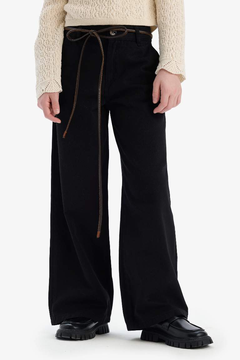 Girl Wide Leg Cotton Trousers