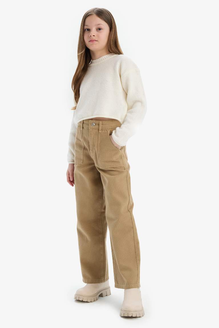 Girl Wide Leg Cotton Trousers