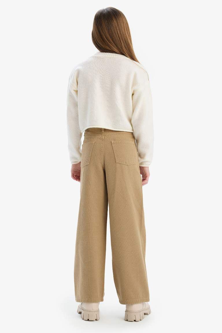 Girl Wide Leg Cotton Trousers