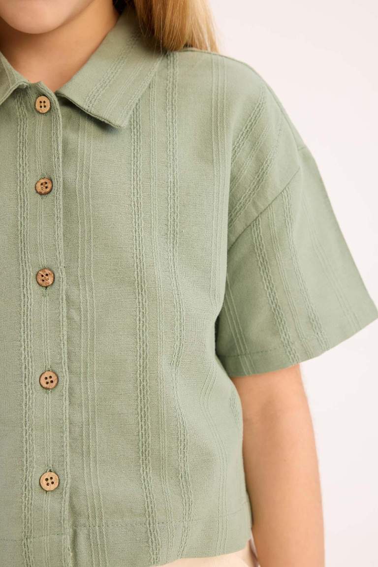 Chemise en lin courte à manches courtes pour fille