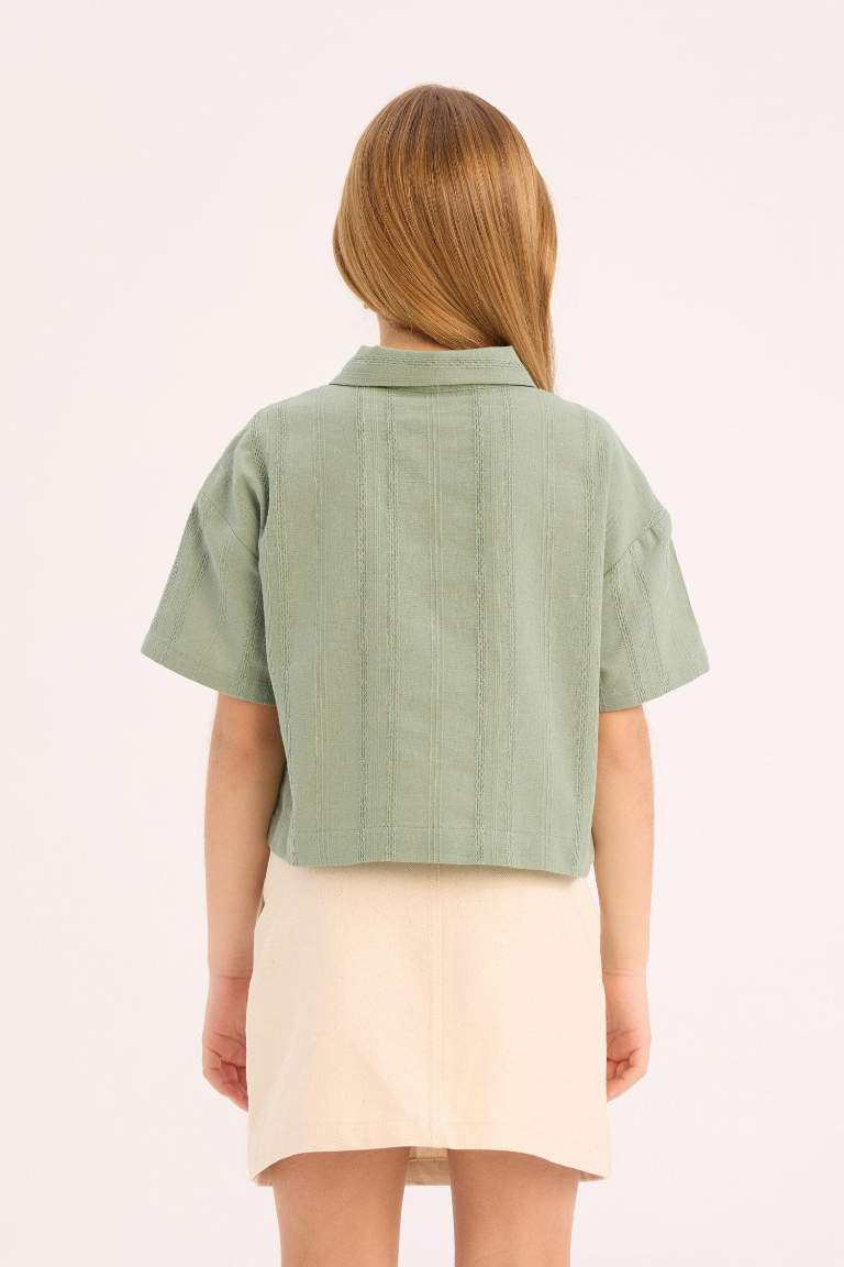 Chemise en lin courte à manches courtes pour fille