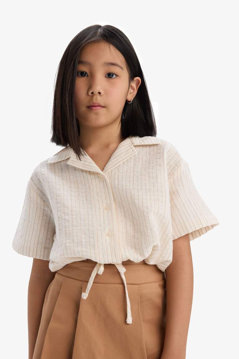 Girl Muslin Short Sleeve Crop Shirt